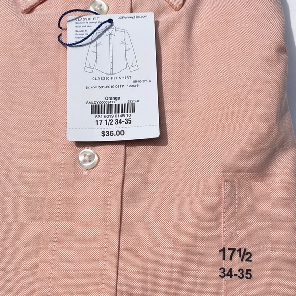 Stafford Men's Orange Classic Fit Dress Shirt 17 1/2 34-35 NWT - Picture 3 of 4
